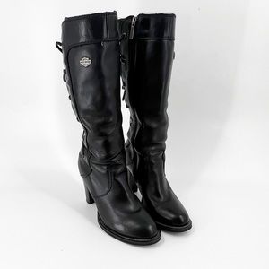 Harley-Davidson LEATHER Black Lace Up Boots SIZE 8.5
